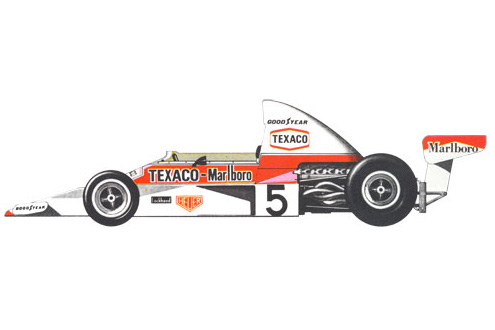 McLaren M23 - 1973г. (Великобритания). Этот автомобиль выступал в пяти сезонах (1973-1977). Emerson Fittipaldi 1974 году и James Hunt в 1976 году выиграли на нем чемпионаты мира. Долгая «карьера» была, без сомнения, заслугой Teddy Mayer, который прекрасно организовал команду. <br /> В то время как большинство изготовителей гоночных автомобилей сосредоточились на одной, максимум двух сериях гонок, компания McLaren успешно участвовала в четырех главных чемпионатах: Formula 1, CanAm, F5000 и Indy. В тот период всем казалось, что качество подготовки ухудшится при участии команды в разных одновременно. Но команда McLaren доказала обратное, превратив участие в разных чемпионатах как преимущество. В период меньше чем за пять лет команда выиграла три вышеупомянутых чемпионата и Indy 500.
