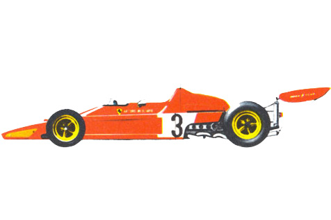 Ferrari 312 B 3 (Феррари 312 B 3) - 1973г. (Италия). Стартовав 10 раз с первой позиций и одержав 3 победы, Ferrari в 1973 году восстановил свои лидирующие позиции после катастрофического провала в предыдущем сезоне. Хотя машина имела такое же название, как и ее предшественница, она отличалась от нее многими деталями.