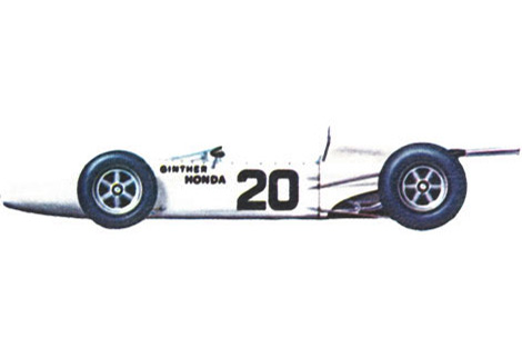 Bucknum был первым гонщиком, принявшим участие на этом японском автомобиле в гонках Формулы-1 в 1964 году в Западной Германии. Единственную победу одержал Ginther в 1965 году в Мексике. Двенадцатицилиндровый двигатель (угол между цилиндрами 60 градусов) объемом 1495 куб.см развивал мощность 230 л.с при 12000 об/мин. <br /> К 1960-ым компания Honda зарекомендовала себя как очень успешного изготовителя мотоциклов и теперь хотела попытать добиться успеха на четырех колесах. Первый автомобиль Honda S500 был представлен в 1962 году на мото-шоу в Токио. Они все еще полагались на свои разработки двигателя 500 куб.см. Участвующие в гонках мотоциклы одерживали победу за победой, и было логично для Хонды участвовать и в автомобильных гонках. Тем более F1 - это наилучшая платформа для поддержания престижа и популяризации марки.